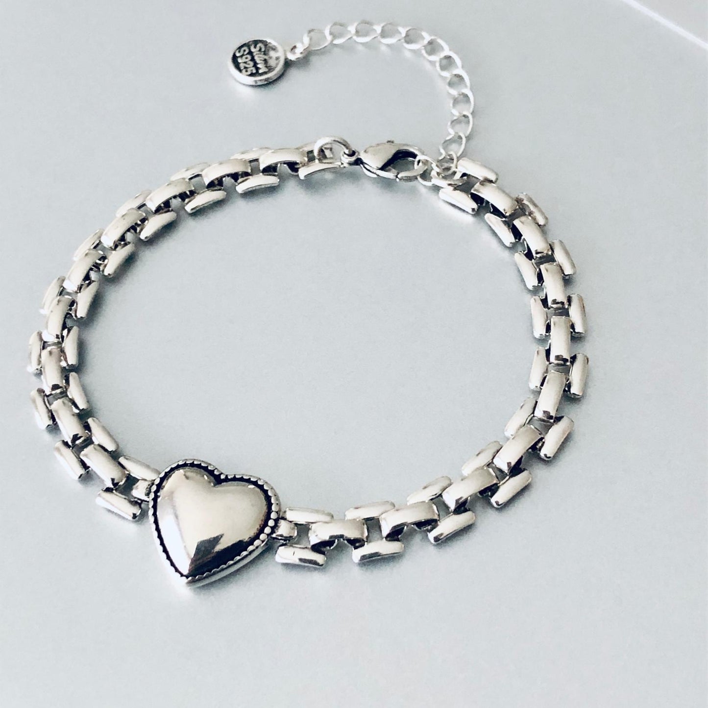 Dainty Chain Bracelet for Women, Tiny Heart Bracelet