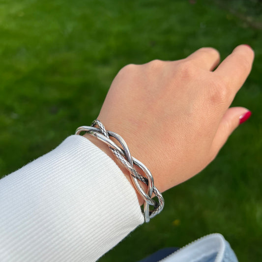 Chunky Silver Unisex Twist Bracelet, Cuff Bracelet, Viking Bracelet, Adjustable Silver Bangle, Gift for Her, Christmas Gift