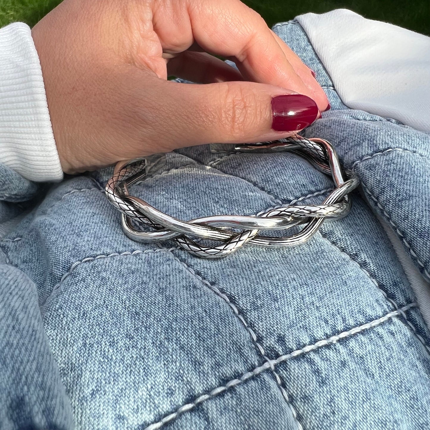 Chunky Silver Unisex Twist Bracelet, Cuff Bracelet, Viking Bracelet, Adjustable Silver Bangle, Gift for Her, Christmas Gift