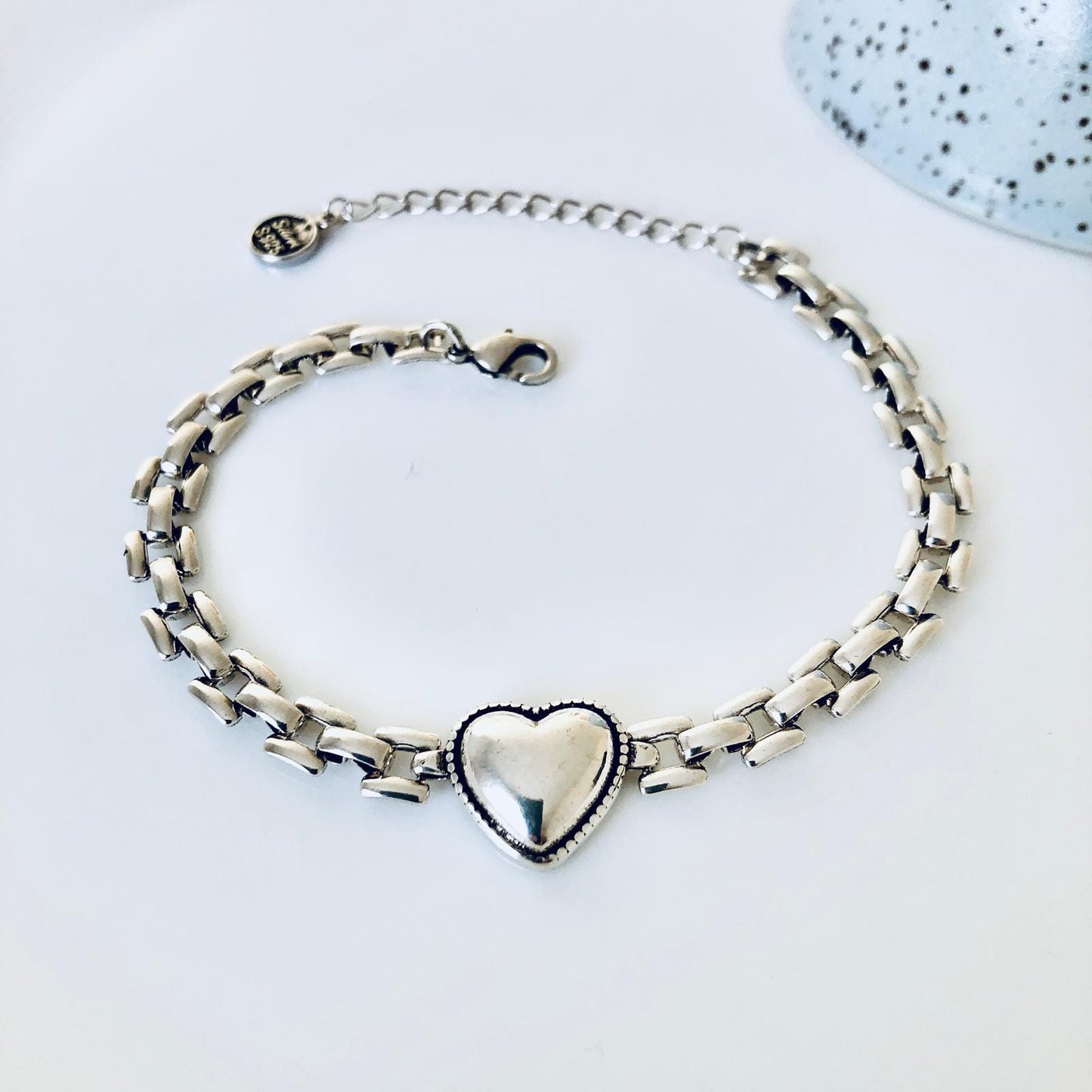 Dainty Chain Bracelet for Women, Tiny Heart Bracelet