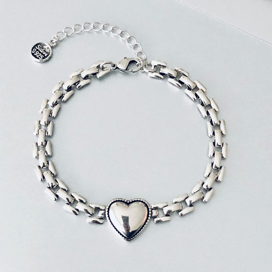 Dainty Chain Bracelet for Women, Tiny Heart Bracelet