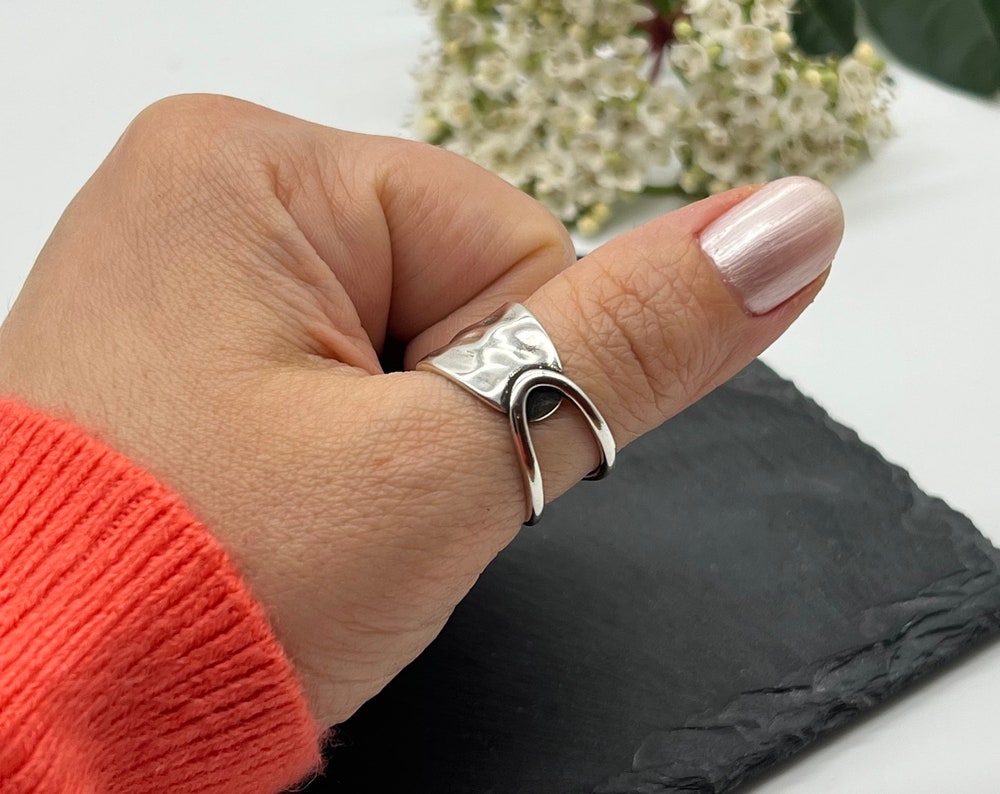 Chunky Ring, Boho Ring, Adjustable Silver Ring