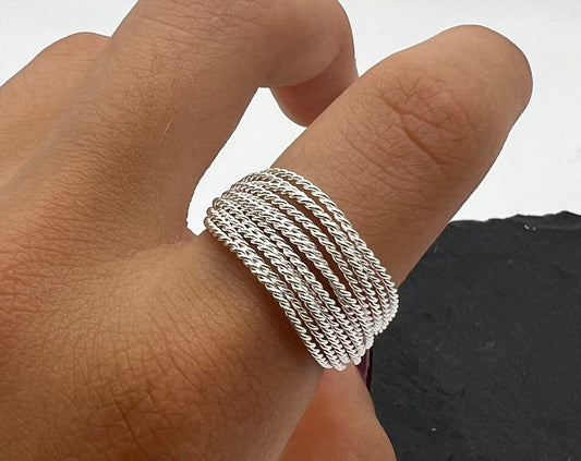 Statement Ring for Women, Multi Strand Adjustable Ring